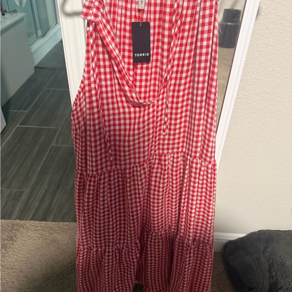 Torrid Red and White Checkered Dress